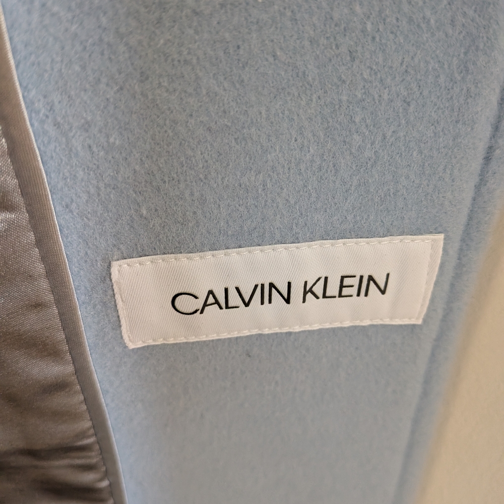 Women's Calvin Klein Light Blue Wool Blend Coat Size 4 - Picture 12 of 14